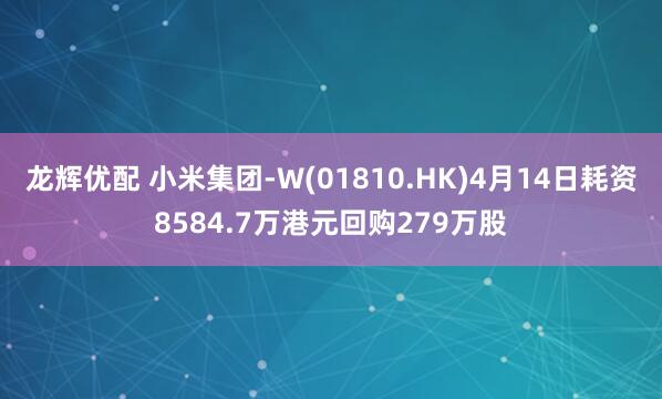 龙辉优配 小米集团-W(01810.HK)4月14日耗资8584.7万港元回购279万股
